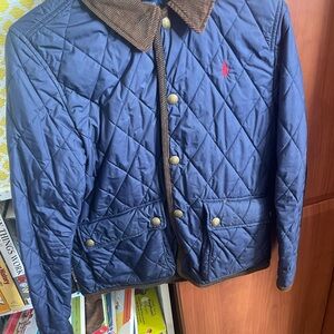 Polo by Ralph Lauren Blue Quilted Jacket with Brown Accents
